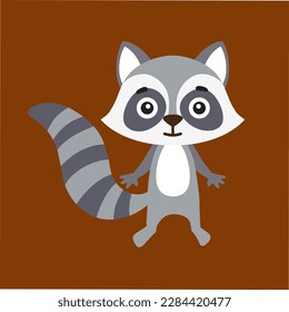 Vector illustration of a cute raccoon in a cartoon style