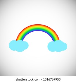 Vector illustration. Cute rainbow icon isolated on background. Can be used weather forecast icon, print for baby room, as design element. Flat, cartoon style illustration.  EPS10