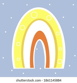 vector illustration  with cute rainbow, scandinavian style. Hand drawn . Icon, symbol, logo, wrapping paper.Children illustration.