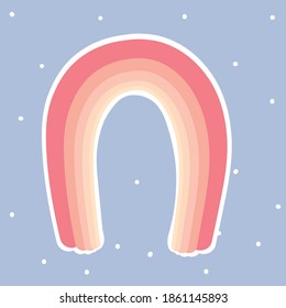 vector illustration  with cute rainbow, scandinavian style. Hand drawn . Icon, symbol, logo, wrapping paper.Children illustration.