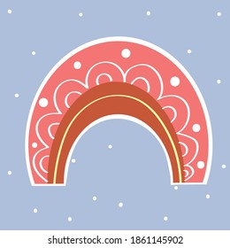 vector illustration  with cute rainbow, scandinavian style. Hand drawn . Icon, symbol, logo, wrapping paper.Children illustration.