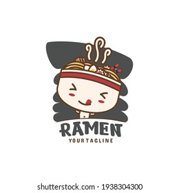 Vector illustration of cute ramen noodle mascot character. suitable for use as logos, packaging, cards, posters, etc.