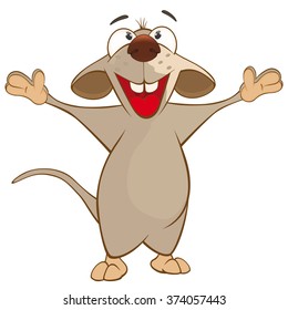Vector Illustration of a Cute Rat. Cartoon Character