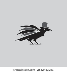 Vector illustration of cute raven logo and icon design
