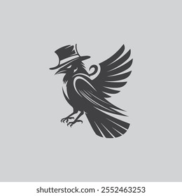 Vector illustration of cute raven logo and icon design
