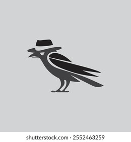 Vector illustration of cute raven logo and icon design
