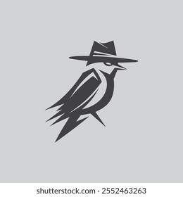 Vector illustration of cute raven logo and icon design
