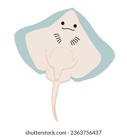 Vector illustration of cute ray stingray cartoon character isolated on white background