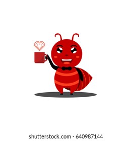 vector illustration of cute red ant