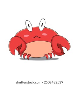 Vector illustration of a cute red crab in cartoon style