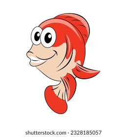 vector illustration of a cute red fish isolated on white background