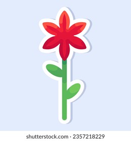 Ilustración vectorial de una bonita flor roja. Sencillas flores coloridas y lindas para los niños.