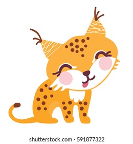 A vector illustration of cute red lynx. Cartoon character.