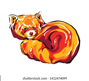 Vector illustration cute red panda