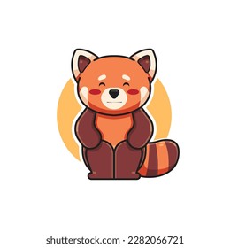 vector illustration of cute red panda chef character sitting with scared expression, red panda mascot animal logo, cartoon animal