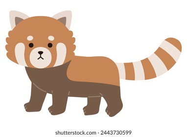 Vector illustration of cute red panda. Icons, animals