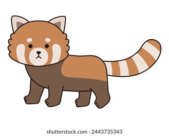 Vector illustration of cute red panda. Icons, animals