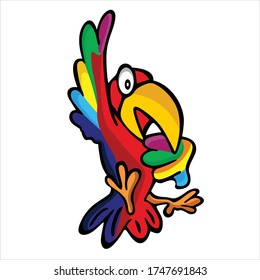 vector illustration of a cute red parrot, isolated with a white background