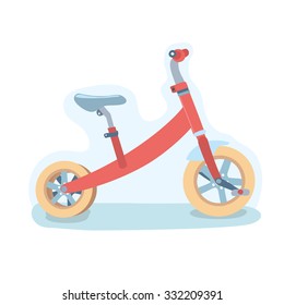 Vector illustration of cute red three-wheeled kids bike 