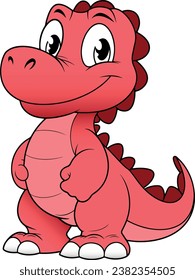 Vector illustration of a cute red t-rex dinosaur for children