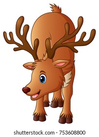 Vector Illustration Of Cute Reindeer Cartoon