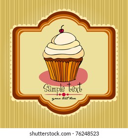 vector illustration of cute retro cupcakes card