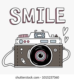 Vector illustration with cute retro photo camera