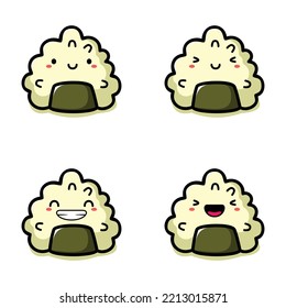 ilustración vectorial del emoji de bola de arroz lindo