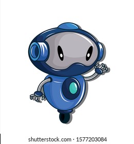 vector illustration, cute robot in blue, no legs