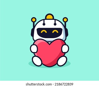 Imagen vectorial de un robot lindo abrazando el amor por la mascota