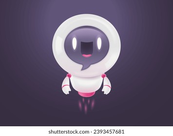 Vector illustration of cute robot. Vector icon for chatbot in realistic style. Chat bot.