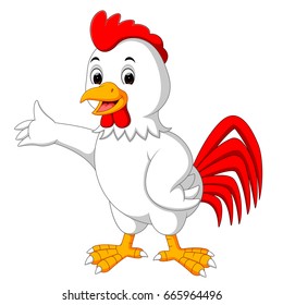 vector illustration of Cute rooster cartoon presenting