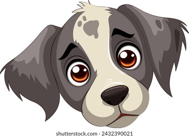 Ilustración vectorial de un lindo cachorro de ojos tristes