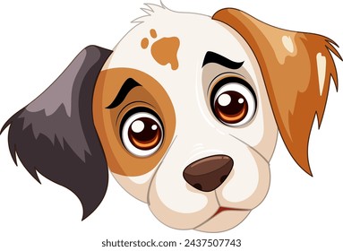 Vector illustration of a cute, sad-looking puppy