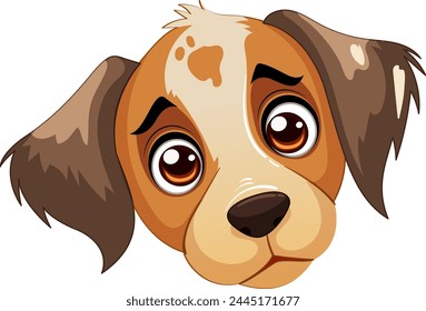 Vector illustration of a cute, sad-looking puppy