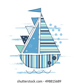 Vector illustration with cute sailing ships for kids design