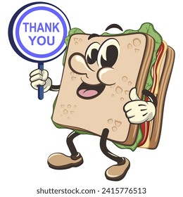 ilustración vectorial de la mascota del personaje de sandwich lindo