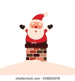 Vector illustration of cute Santa Claus mascot or character isolated on white background. Flat style.