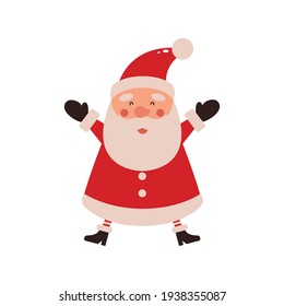 Vector illustration of cute Santa Claus mascot or character isolated on white background. Flat style.