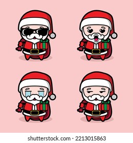 vector illustration of cute santa claus emoji