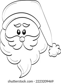 Vector illustration of cute Santa Claus or character isolated on white background. Flat Style. Line Art for print or use as poster, card, flyer or T Shirt
