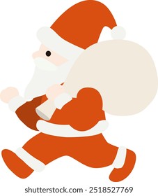 Vector illustration of cute Santa Claus walking sideways