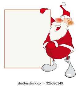 Vector Illustration of Cute Santa Claus Holding Blank Board. Cartoon Character