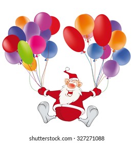 Vector Illustration of Cute Santa Claus and Toy Balloons. Cartoon Character