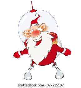 Vector Illustration of Cute Santa Claus  Astronaut. Cartoon Character