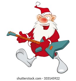 Vector Illustration of Cute Santa Claus Jazz Guitarist. Cartoon Character