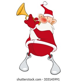 Vector Illustration of Cute Santa Claus Jazz Tumpeter . Cartoon Character
