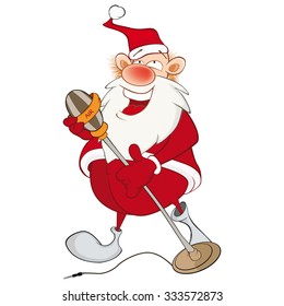 Vector Illustration of a Cute Santa Claus a Singer . Cartoon Character