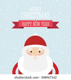 Vector illustration of the cute Santa Claus portrait on the Christmas greeting card design.