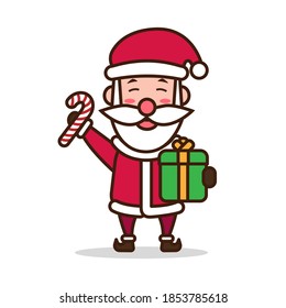 ilustración vectorial del lindo Santa y personaje de mascota regalo